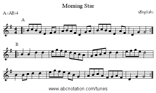 Morning Star - staff notation