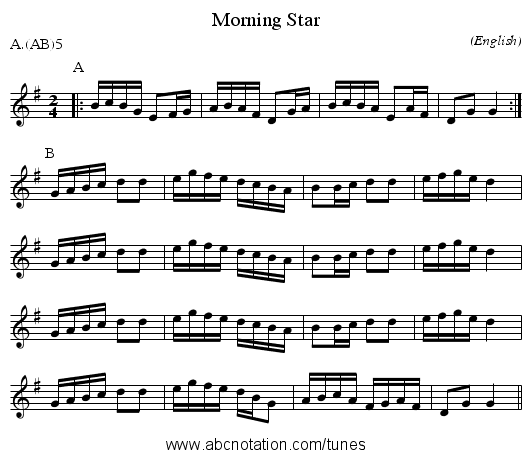 Morning Star - staff notation