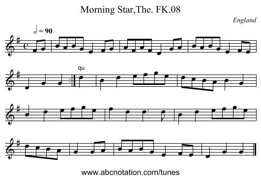 Morning Star,The. FK.08 - staff notation