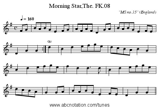 Morning Star,The. FK.08 - staff notation