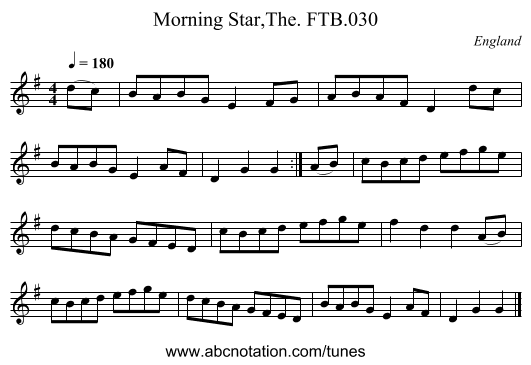 Morning Star,The. FTB.030 - staff notation