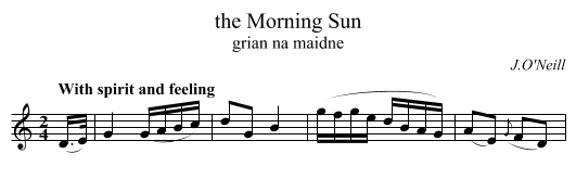 Morning Sun, the  - staff notation