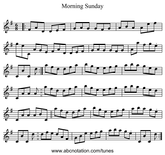 Morning Sunday - staff notation