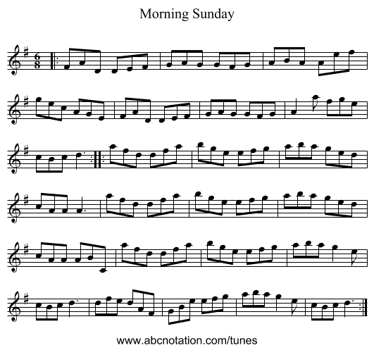 Morning Sunday - staff notation