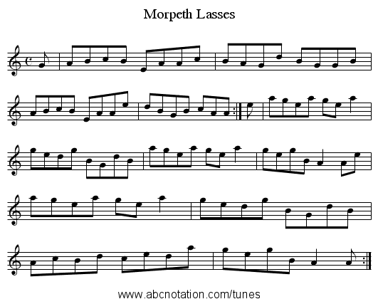 Morpeth Lasses - staff notation