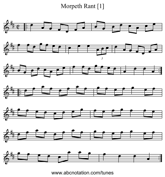 Morpeth Rant [1] - staff notation