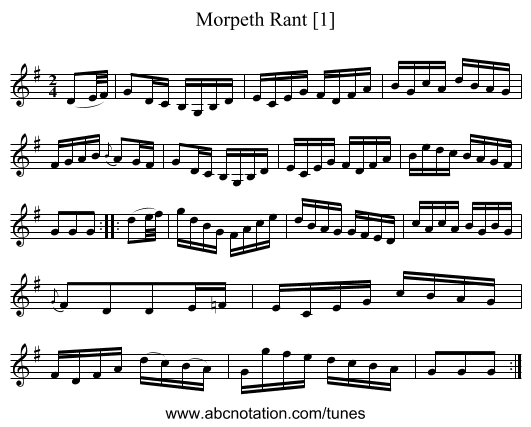 Morpeth Rant [1] - staff notation