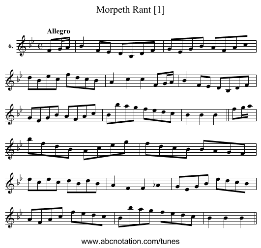 Morpeth Rant [1] - staff notation