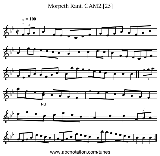 Morpeth Rant. CAM2.[25] - staff notation