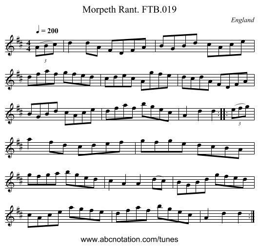 Morpeth Rant. FTB.019 - staff notation