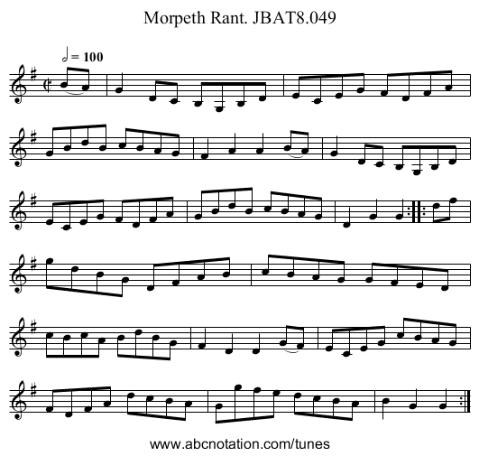 Morpeth Rant. JBAT8.049 - staff notation