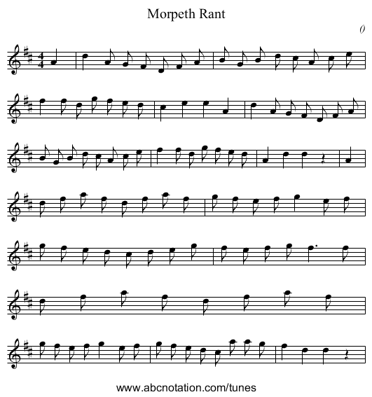 Morpeth Rant - staff notation
