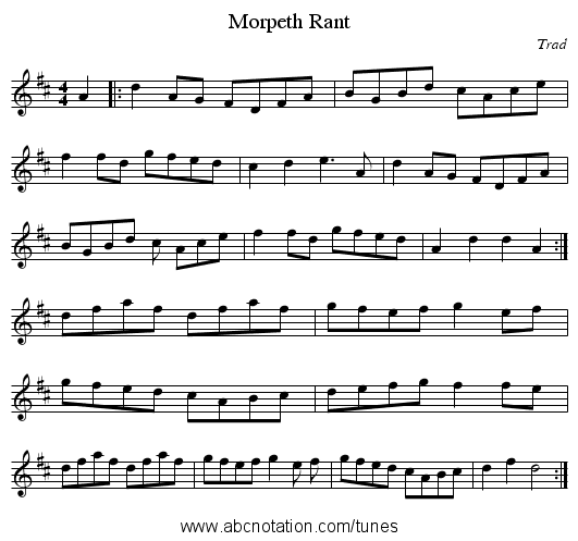 Morpeth Rant - staff notation