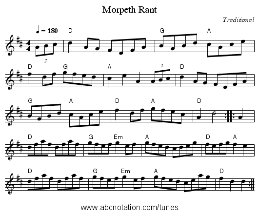 Morpeth Rant - staff notation