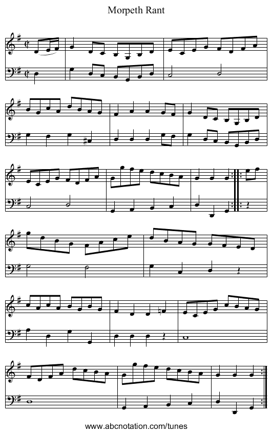 Morpeth Rant - staff notation