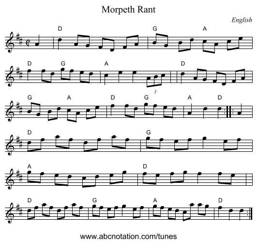 Morpeth Rant - staff notation