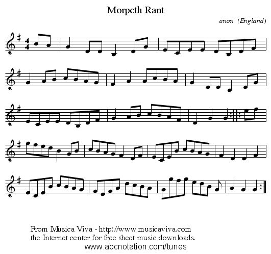 Morpeth Rant - staff notation