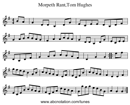 Morpeth Rant,Tom Hughes - staff notation