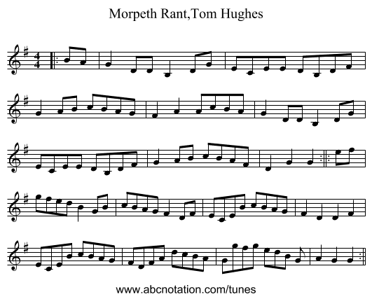 Morpeth Rant,Tom Hughes - staff notation