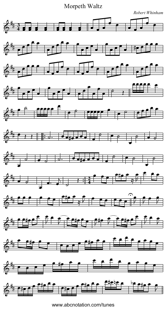 Morpeth Waltz - staff notation