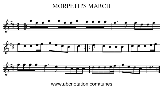MORPETH'S MARCH - staff notation
