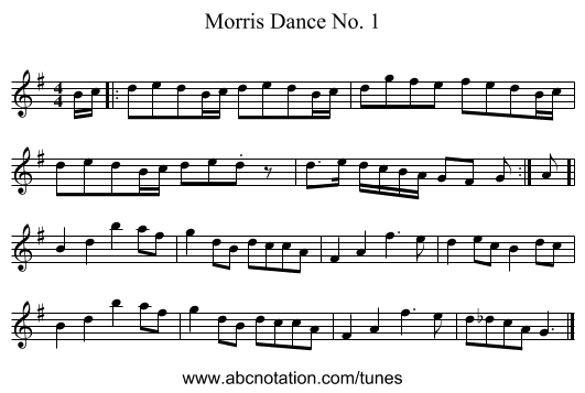 Morris Dance No. 1 - staff notation