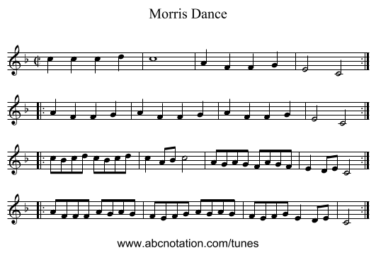 Morris Dance - staff notation