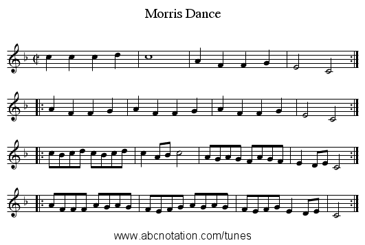 Morris Dance - staff notation