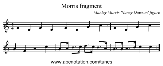 Morris fragment - staff notation
