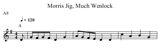 Morris Jig, Much Wenlock - staff notation