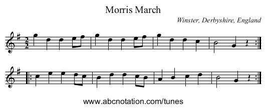 Morris March - staff notation
