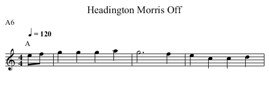 Morris Off, Headington - staff notation