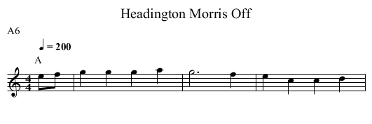 Morris Off, Headington - staff notation