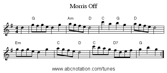 Morris Off - staff notation