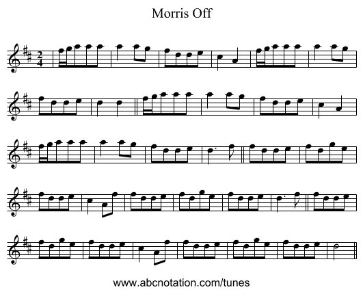 Morris Off - staff notation