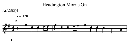 Morris On, Headington - staff notation