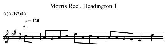 Morris Reel, Headington 1 - staff notation