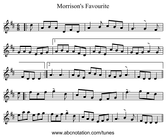 Morrison's Favourite - staff notation