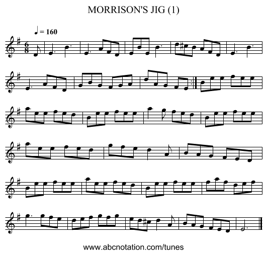 MORRISON'S JIG (1) - staff notation