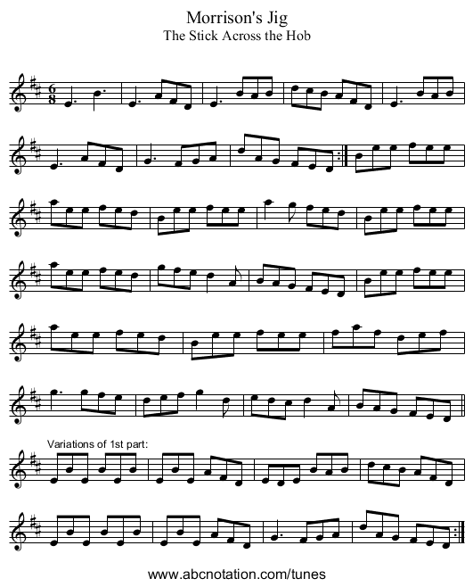 Morrison's Jig - staff notation