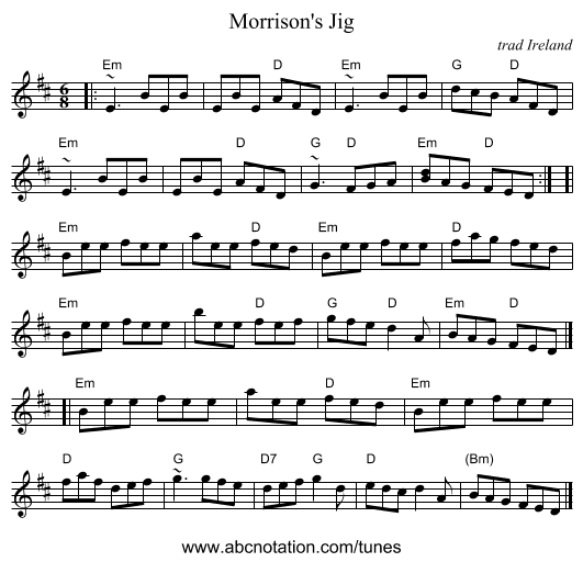 Morrison's Jig - staff notation
