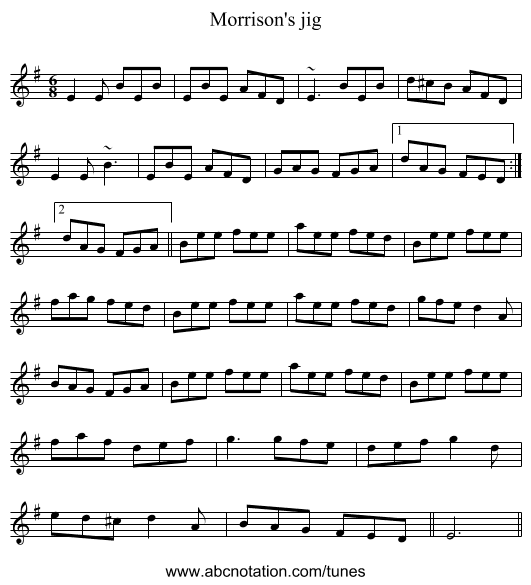 Morrison's jig - staff notation