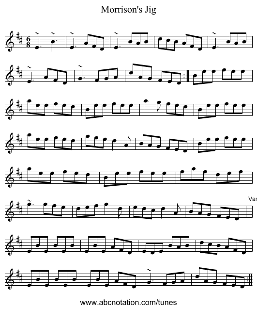 Morrison's Jig - staff notation