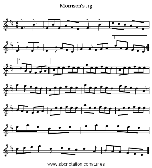 Morrison's Jig - staff notation