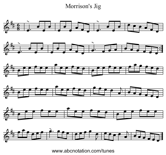 Morrison's Jig - staff notation