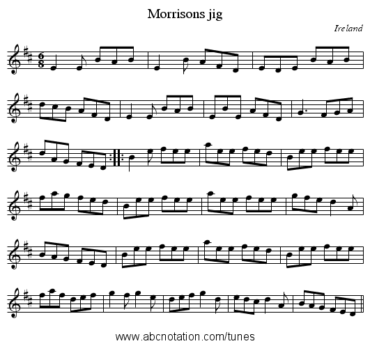 Morrisons jig - staff notation