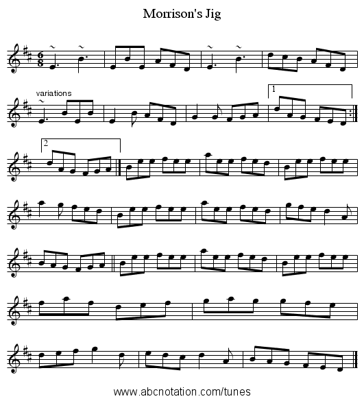 Morrison's Jig - staff notation