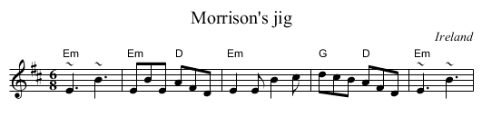 Morrison's jig - staff notation