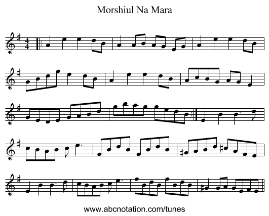 Morshiul Na Mara - staff notation