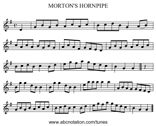 MORTON'S HORNPIPE - staff notation